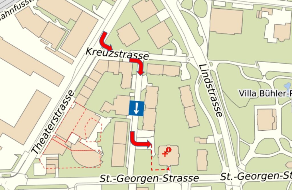 Zufahrt zum Spezial-Parkplatz